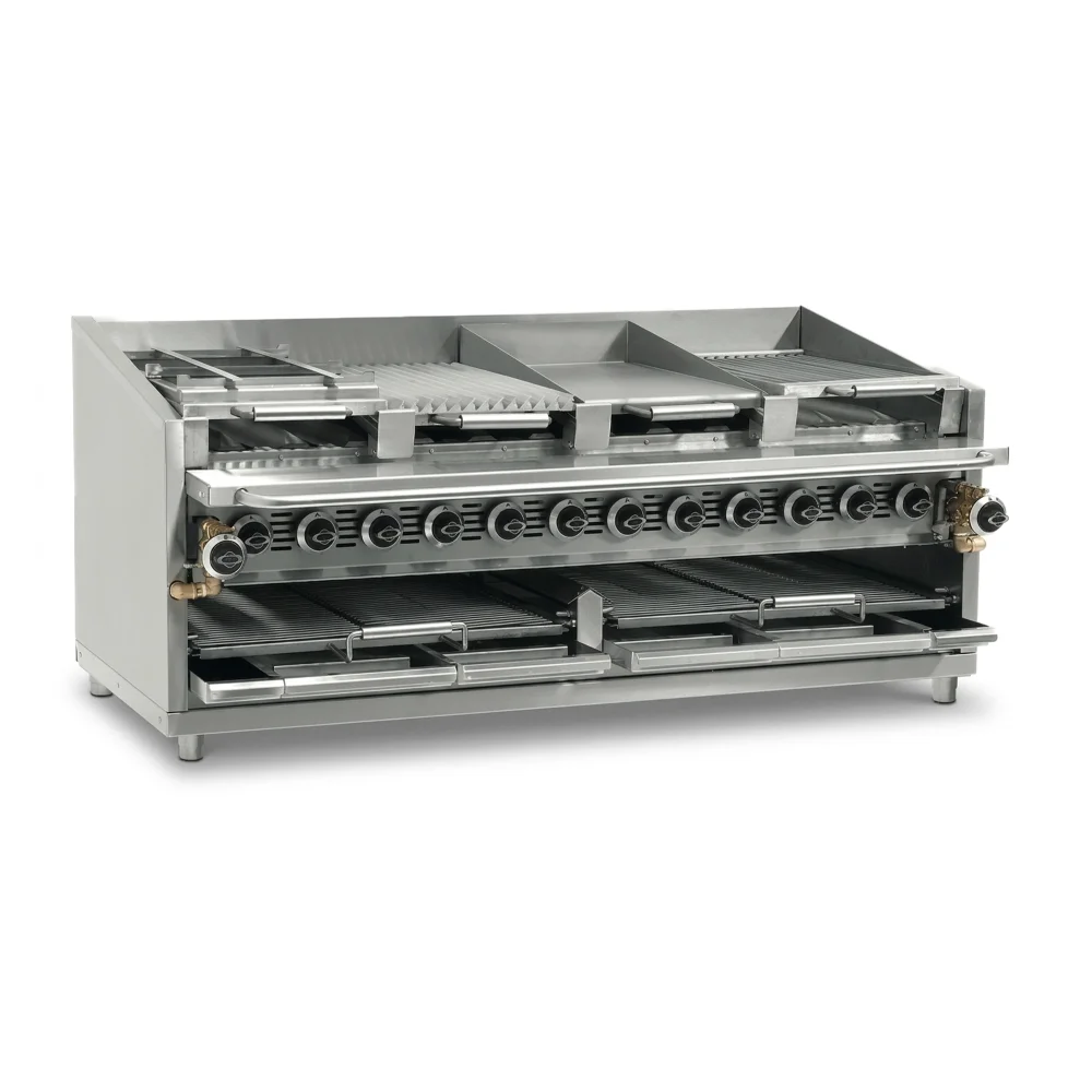 Pegasus CB-48G 46" Radiant Charbroiler, Heavy Duty, Natural or LP Gas, 65.55 Cu.ft, 123,500 BTU