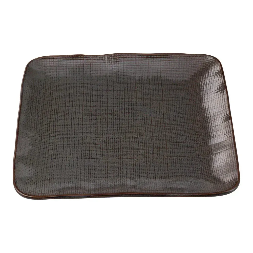 Yanco melamine brown square plate, sturdy and versatile, perfect for serving meals, appetizers, or side dishes in restaurants and cafes.