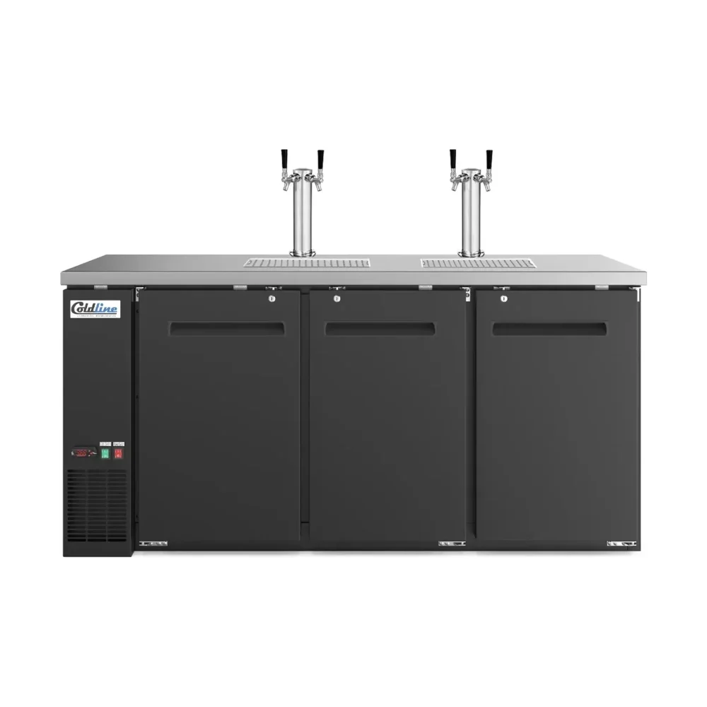 Coldline 72" Kegerator / Beer Dispenser, 3 Doors, 4 Taps, 1 Year Warranty