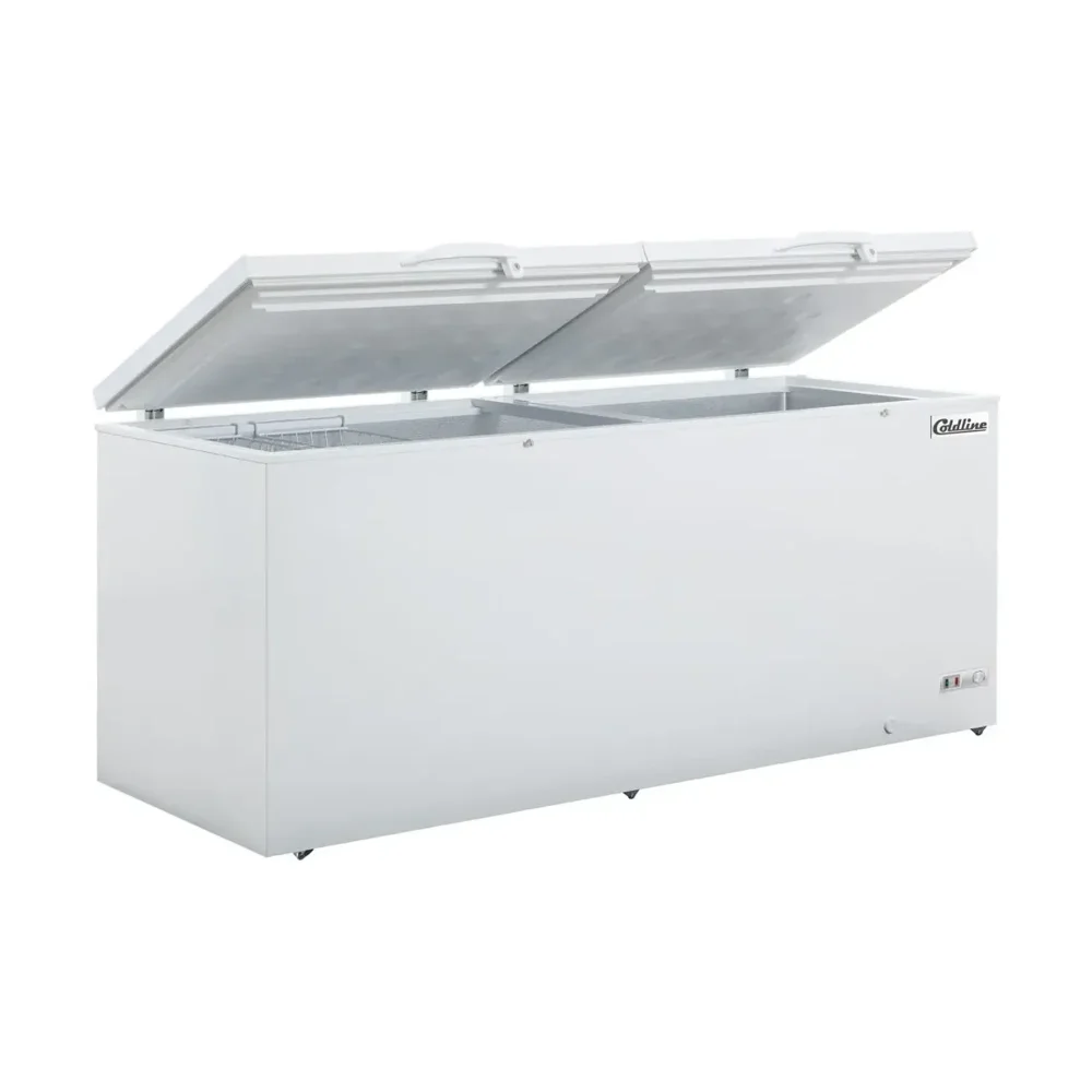 Coldline 91" Commercial Chest Freezer, White, 2 Baskets, 27 Cu. Ft., 1 Year Warranty