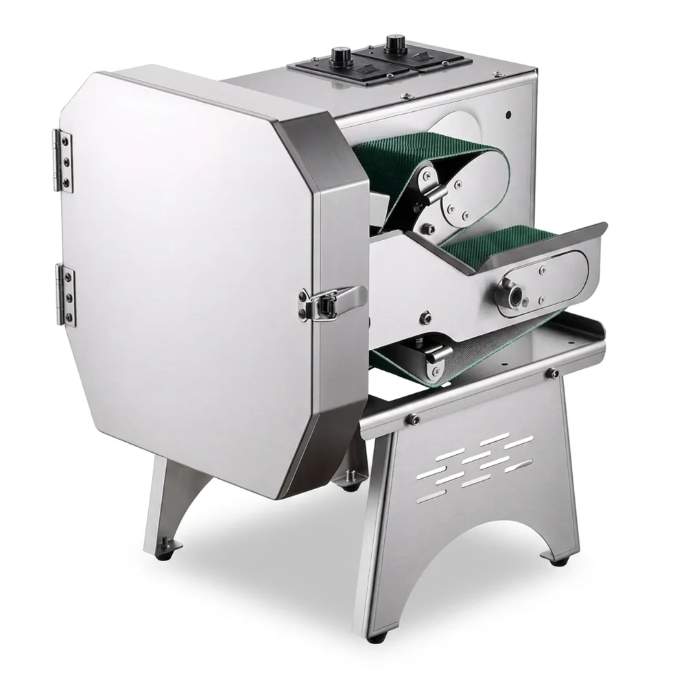 ChefPro Series Commercial Electric Vegetable Chopper with Removable Belts & Blades, 450 Lbs/hr Production, Stainless Steel, 110V