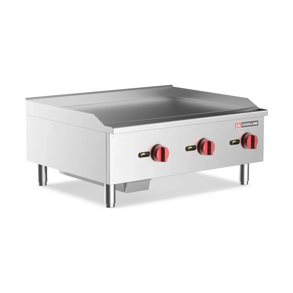 Cookline 36" Countertop Gas Griddle, 3 Burners, Manual Controls, 90,000 BTU - Convertible