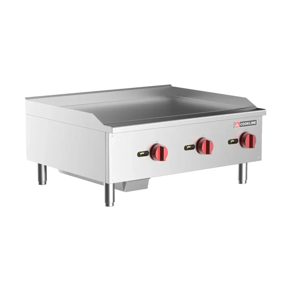 Cookline 36" Countertop Gas Griddle, 3 Burners, Thermostatic Controls, 90,000 BTU - Convertible