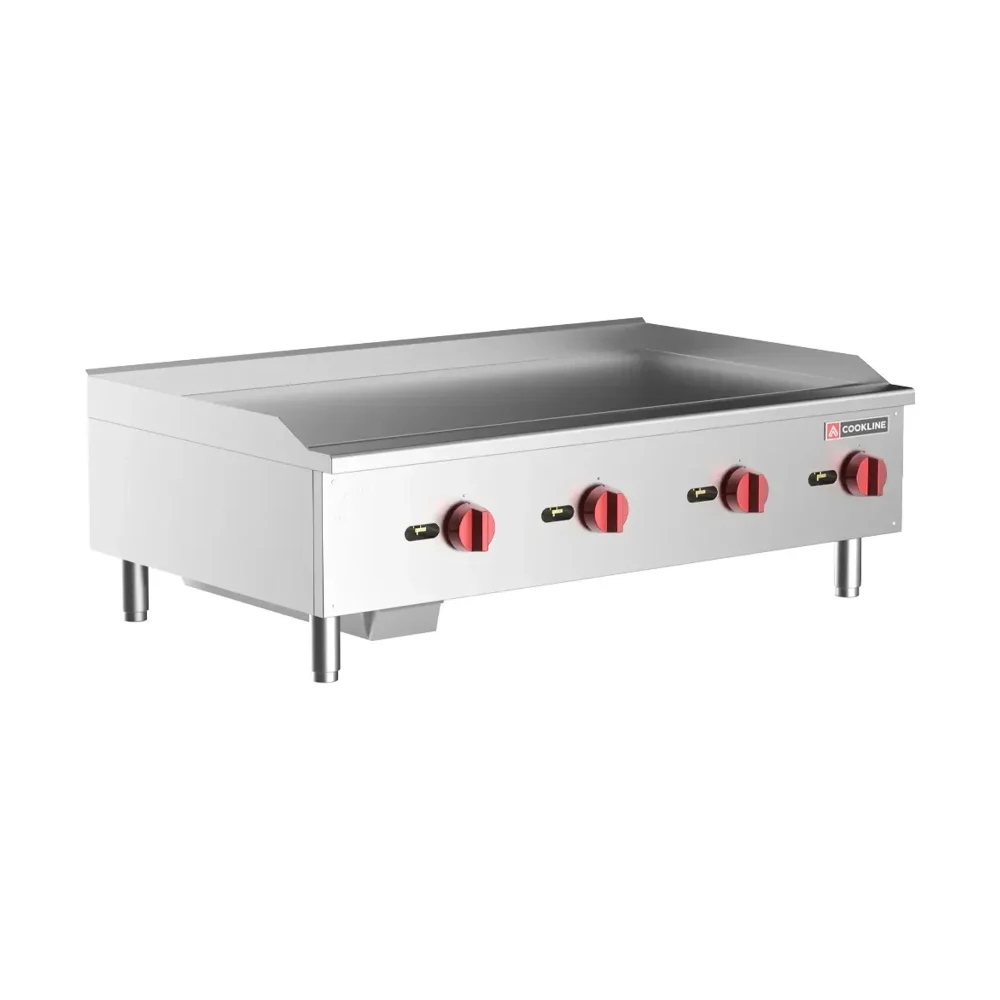 Cookline 48" Countertop Gas Griddle, 4 Burners, Thermostatic Controls, 120,000 BTU - Convertible