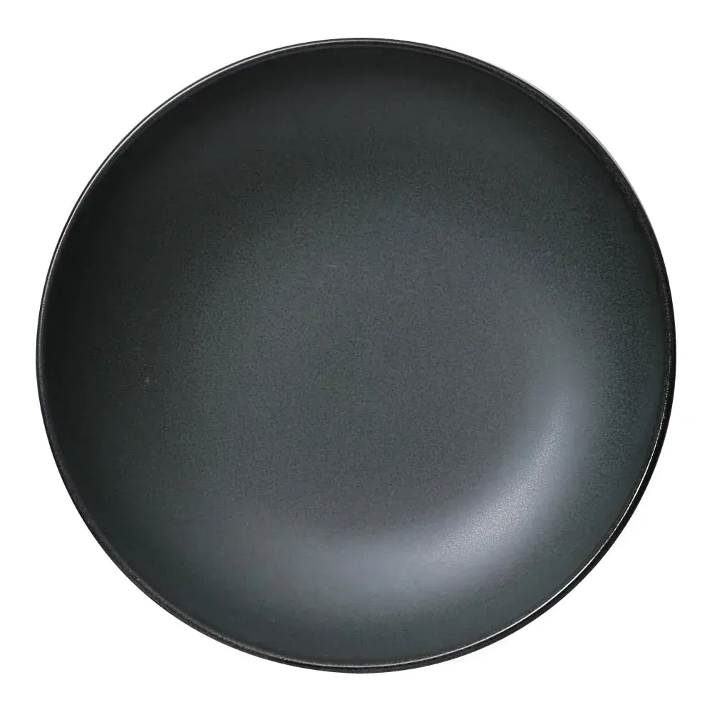 Green chinaware salad bowl by Yanco China, round with matte glaze, durable reusable dish for café or restaurant buffet service.