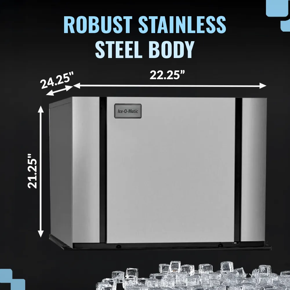 Ice-O-Matic air cooled half cube ice machine head without storage bin, delivering steady ice output for busy professional kitchens.
