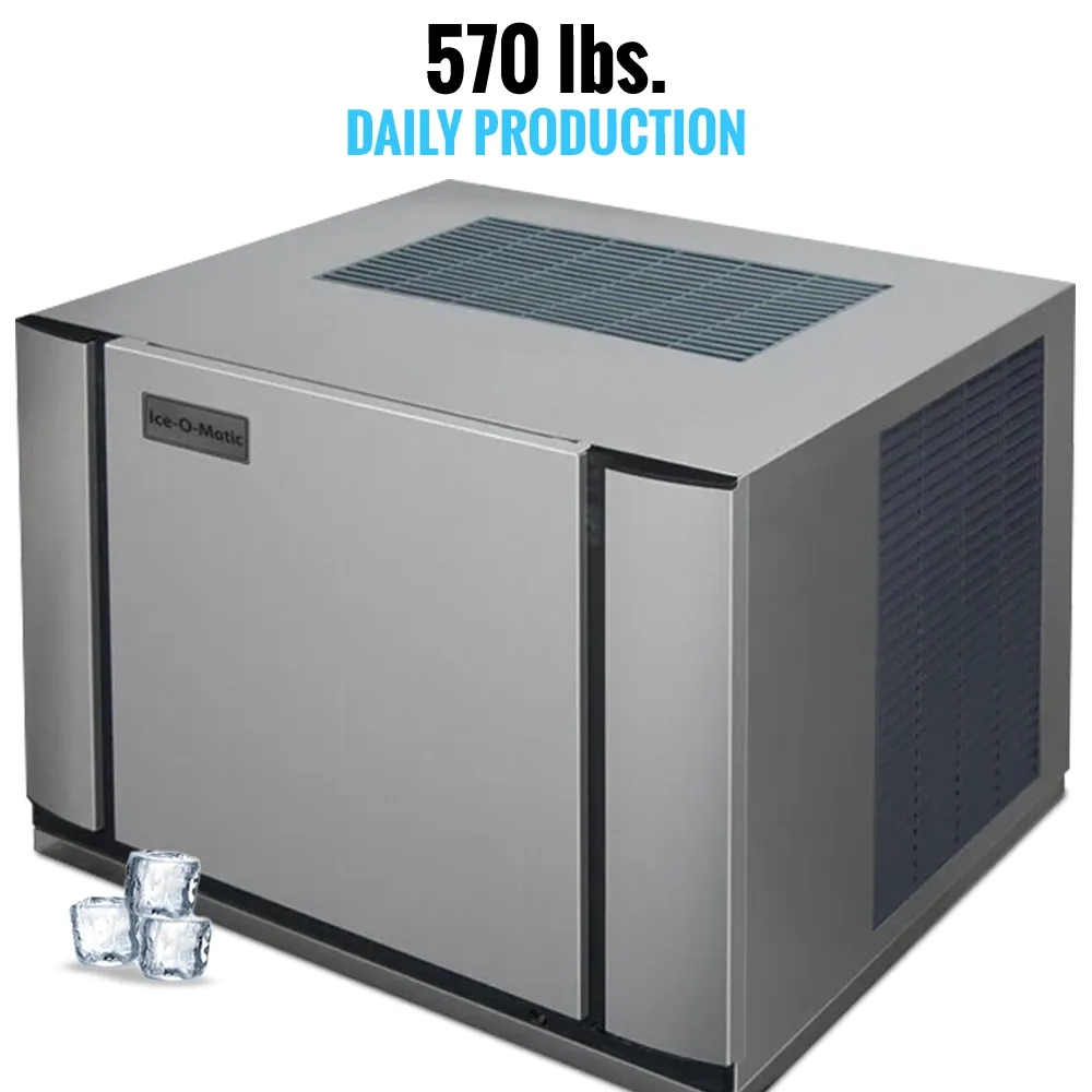 Ice-O-Matic stainless steel remote air-cooled full cube ice machine head without storage bin, built for reliable ice production in foodservice.