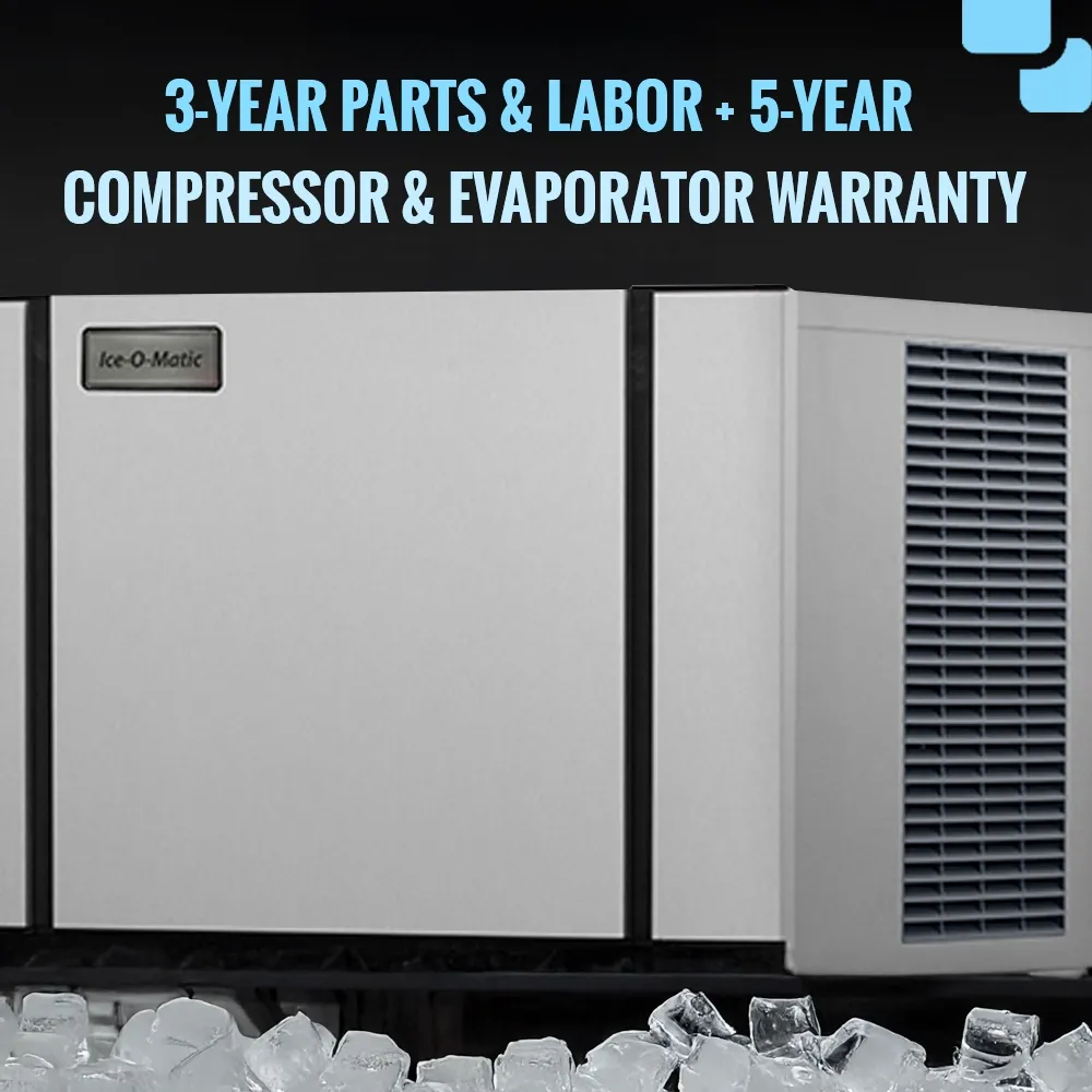 Ice-O-Matic remote cooled half cube ice machine head without storage bin, providing consistent ice for busy bars and restaurants.