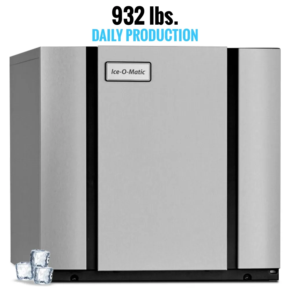 Ice-O-Matic stainless steel air cooled ice machine head without storage bin, delivering consistent ice production for commercial kitchens.