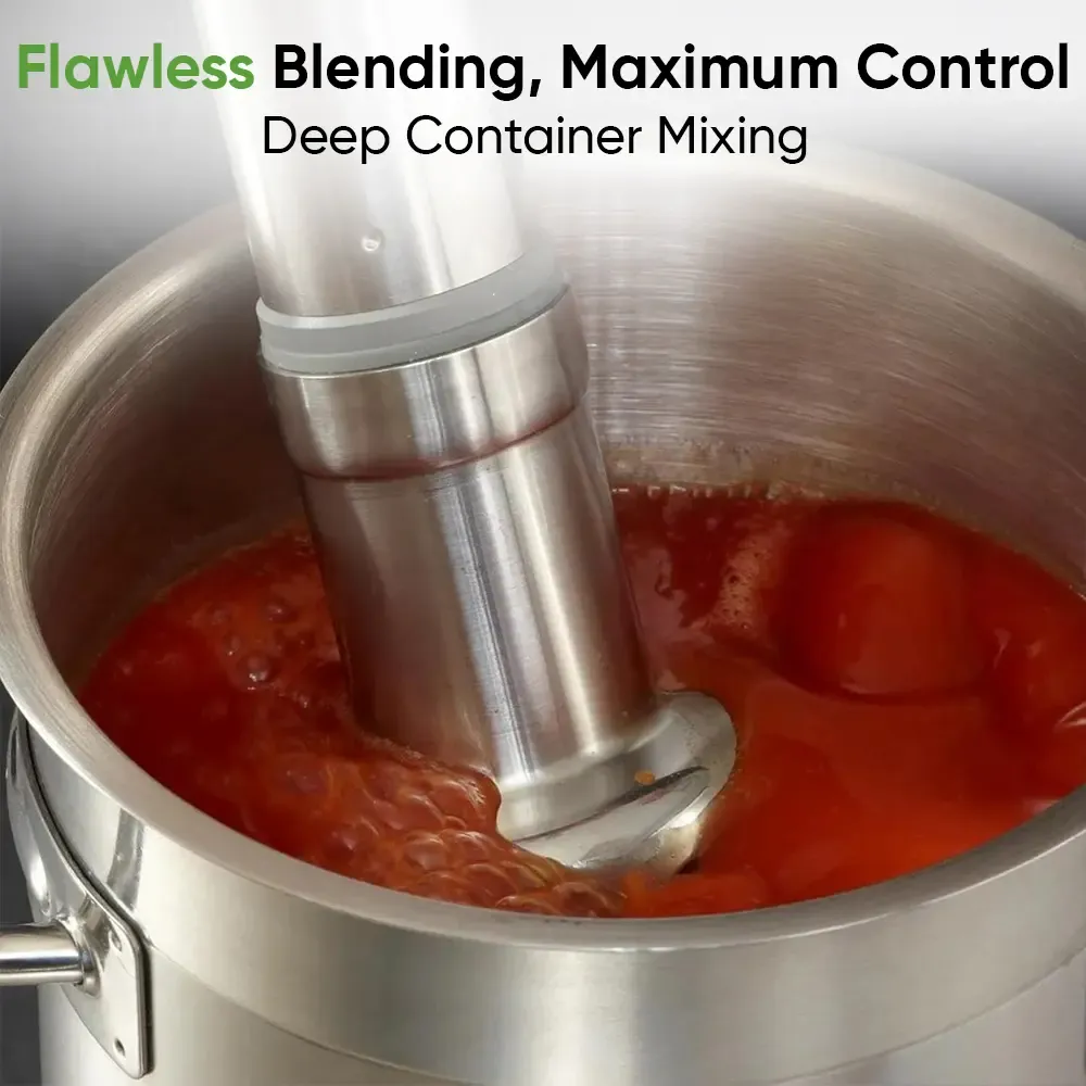 Robot Coupe combi compact immersion blender with whisk for light duty blending, whisking, and mixing in tight professional kitchen spaces.