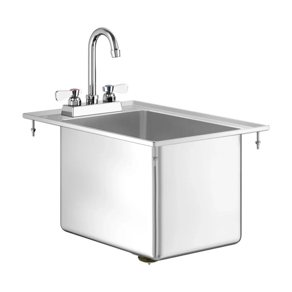 ChefPro Series 10" x 14" x 10" One Compartment Drop-In Sink, 16 Gauge, Stainless Steel, 3 1/2" Swivel Gooseneck Faucet
