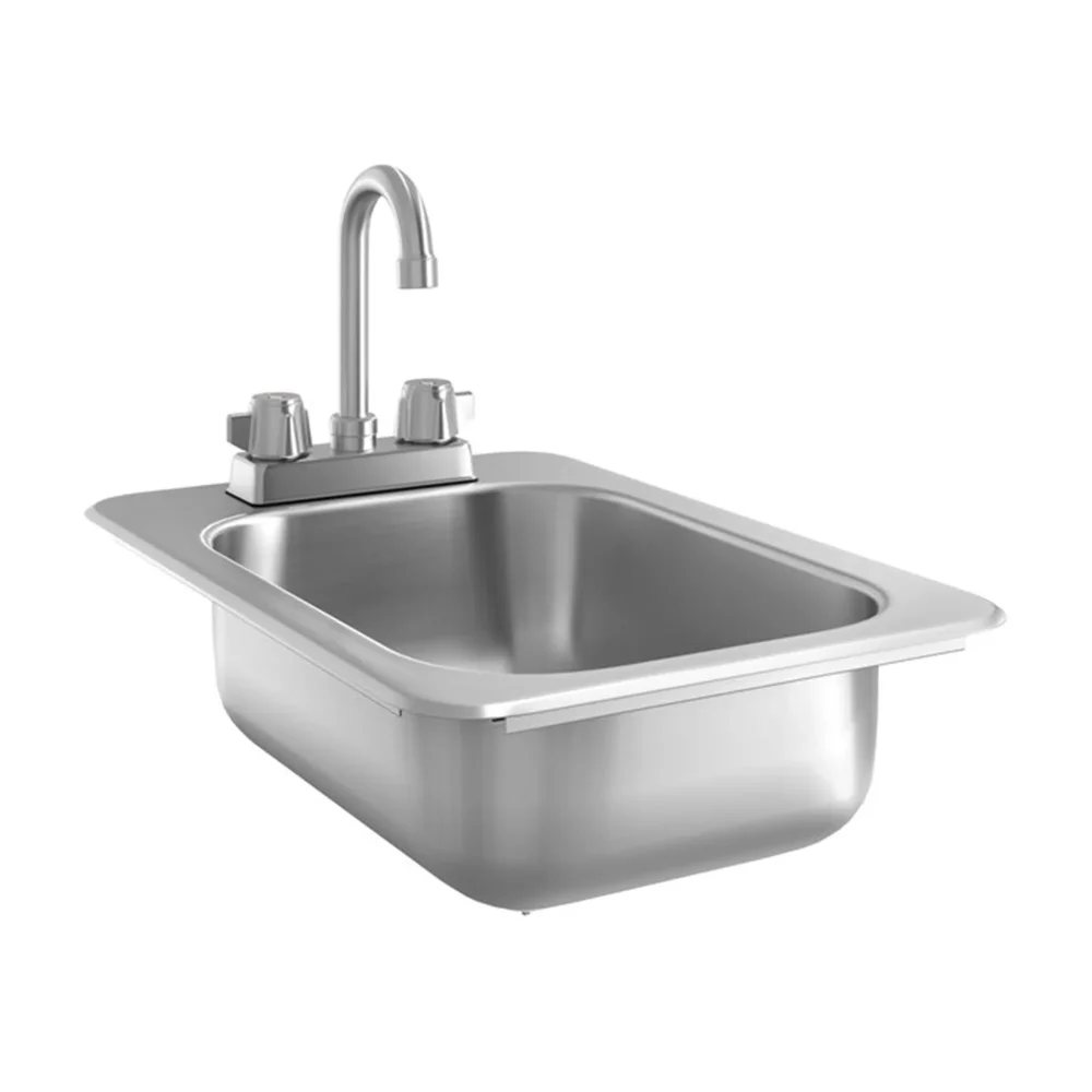 ChefPro Series 10" x 14" x 5" One Compartment Drop-In Sink, 20 Gauge, Stainless Steel, 3 1/2" Gooseneck Faucet