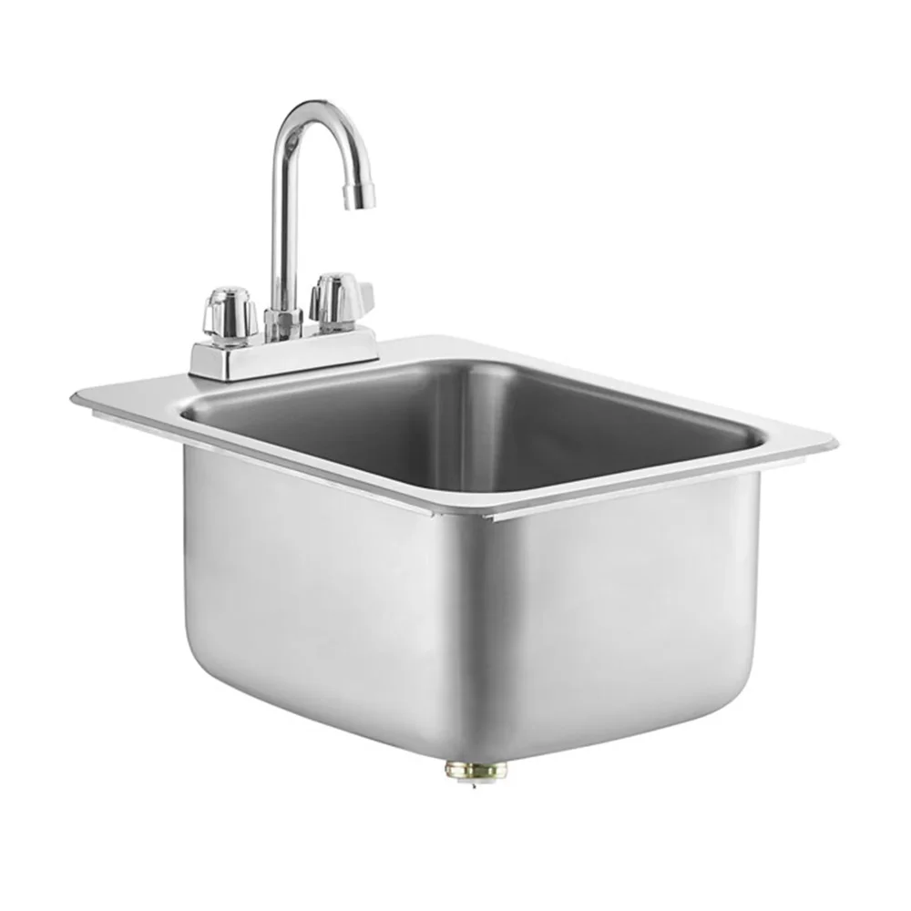 ChefPro Series 14" x 16" x 10" One Compartment Drop-In Sink, 20 Gauge, Stainless Steel, 3 1/2" Gooseneck Faucet