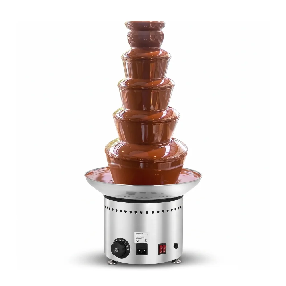 ChefPro Series 28" Chocolate Fountain, 5 Tiers, Stainless Steel, Knob Control, 265W