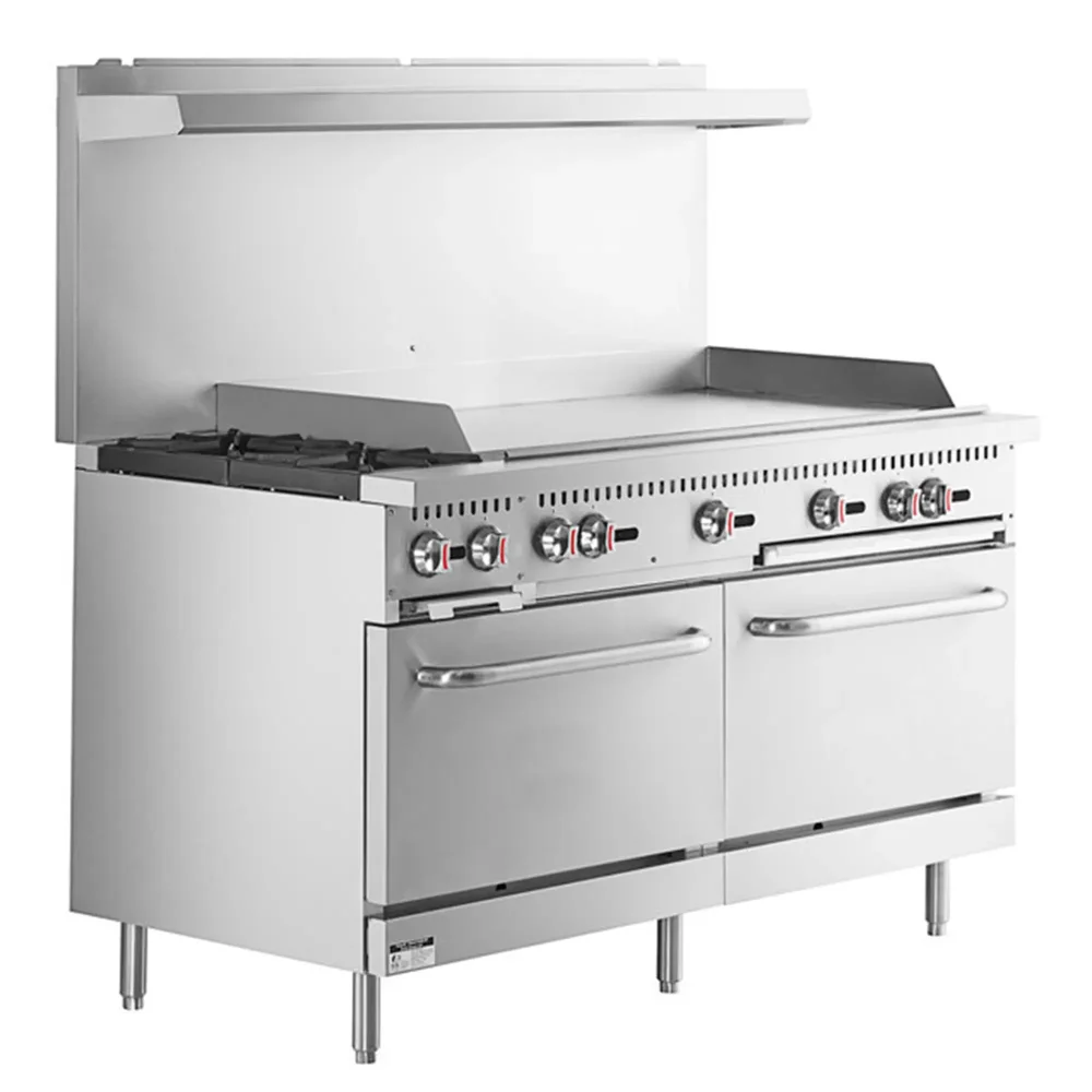 ChefPro Series 60" Gas Range with 2 Ovens & 48" Griddle, 2 Burners, Natural Gas - 200,000 BTU