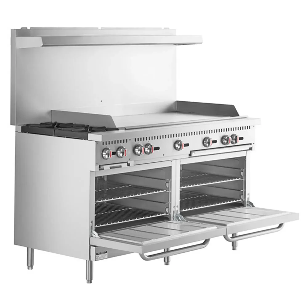 ChefPro Series 60" Gas Range with 2 Ovens & 48" Griddle, 2 Burners, Natural Gas - 200,000 BTU