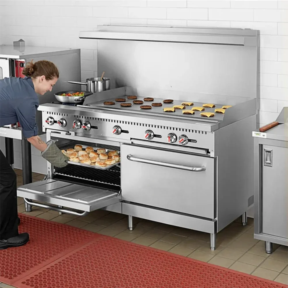 ChefPro Series 60" Gas Range with 2 Ovens & 48" Griddle, 2 Burners, Natural Gas - 200,000 BTU
