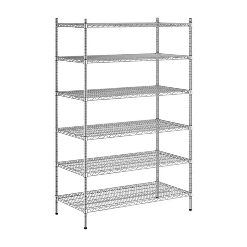 ChefPro Series 24" x 48" x 74" Chrome Stationary Wire Shelving Starter Kit, 6 Shelves