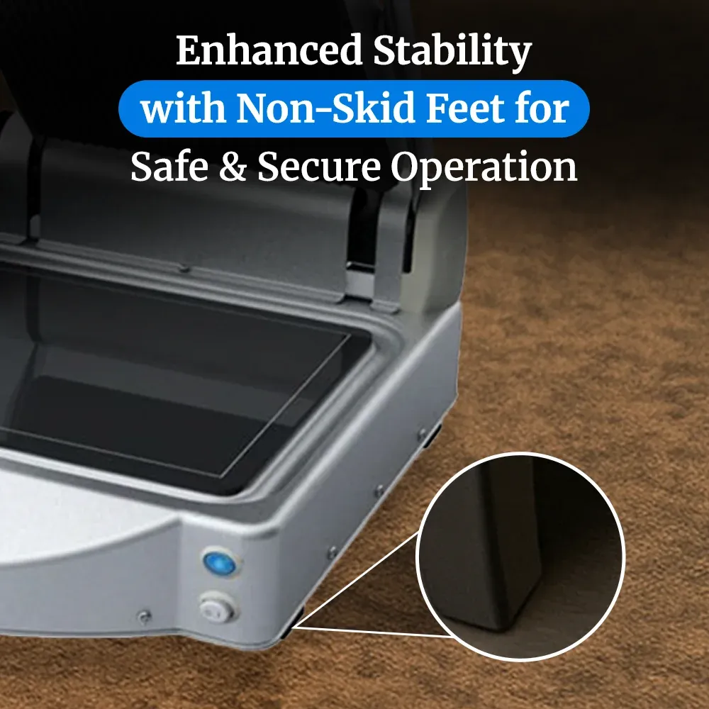 Cadco double glass-ceramic panini grill with grooved top and smooth bottom plates, compact stainless build, durable for commercial or catering service