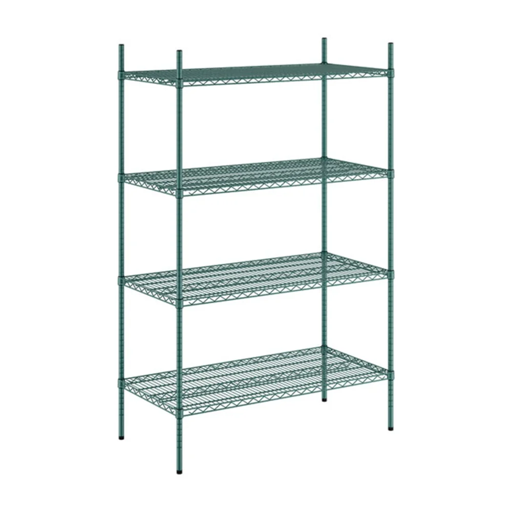 ChefPro Series 24" x 48" Green Epoxy Wire Shelving Kit, 4 Shelf, 74" Posts