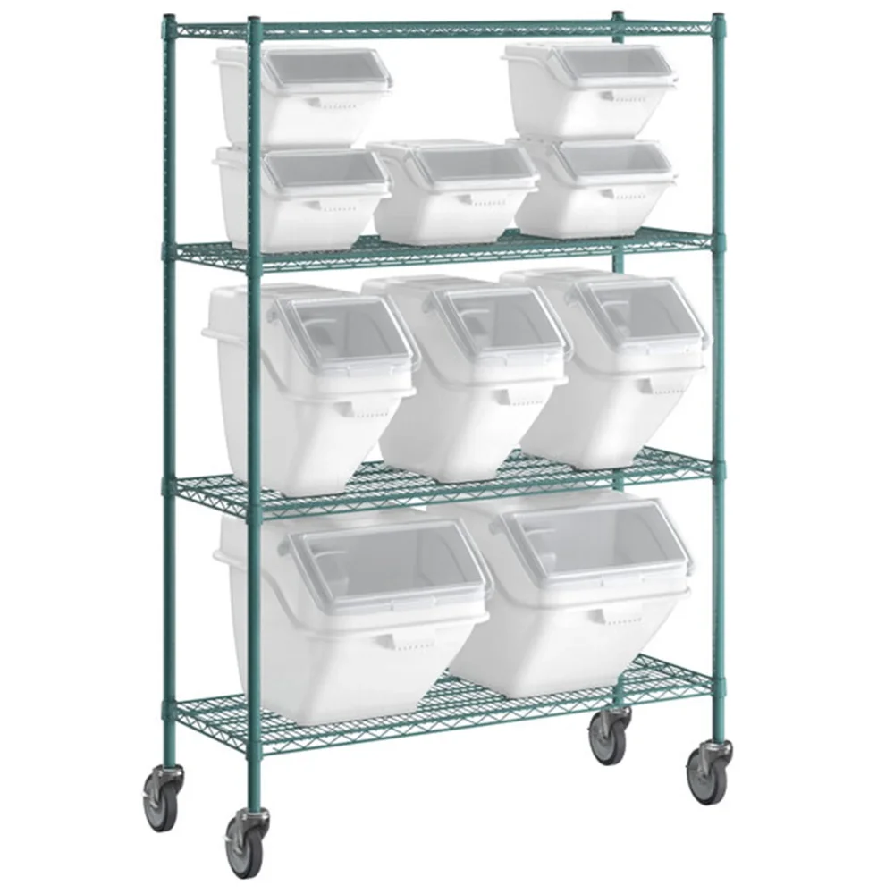 ChefPro Series 18" x 48" Ingredient Bin Epoxy Shelving Kit with 10 Clip-In Shelf Bins