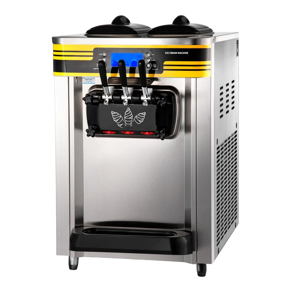 ChefPro Series Countertop Ice Cream Maker and Soft Serve Machine with LCD Panel, Puffing Shortage Alarm