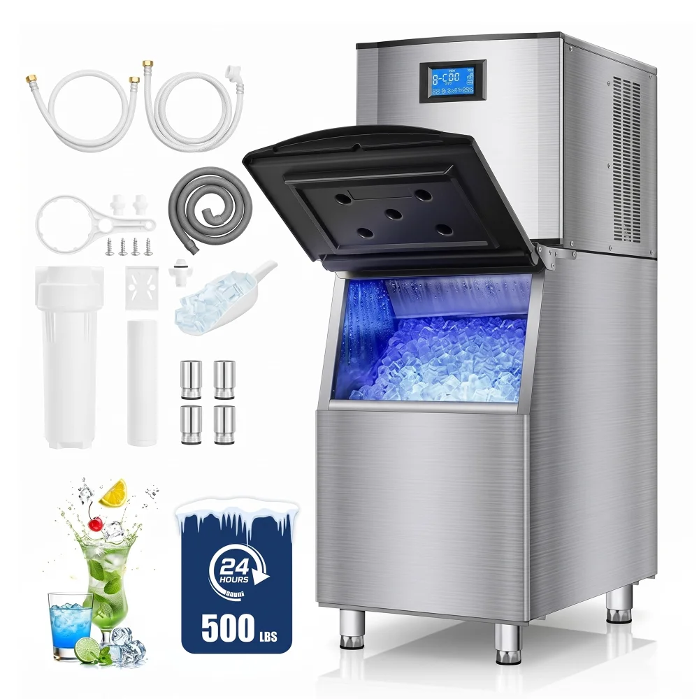 ChefPro Series 22" Commercial Ice Maker Machine With 350 lbs Bin, Air Cooled, Ice Cube, 500 lb/day