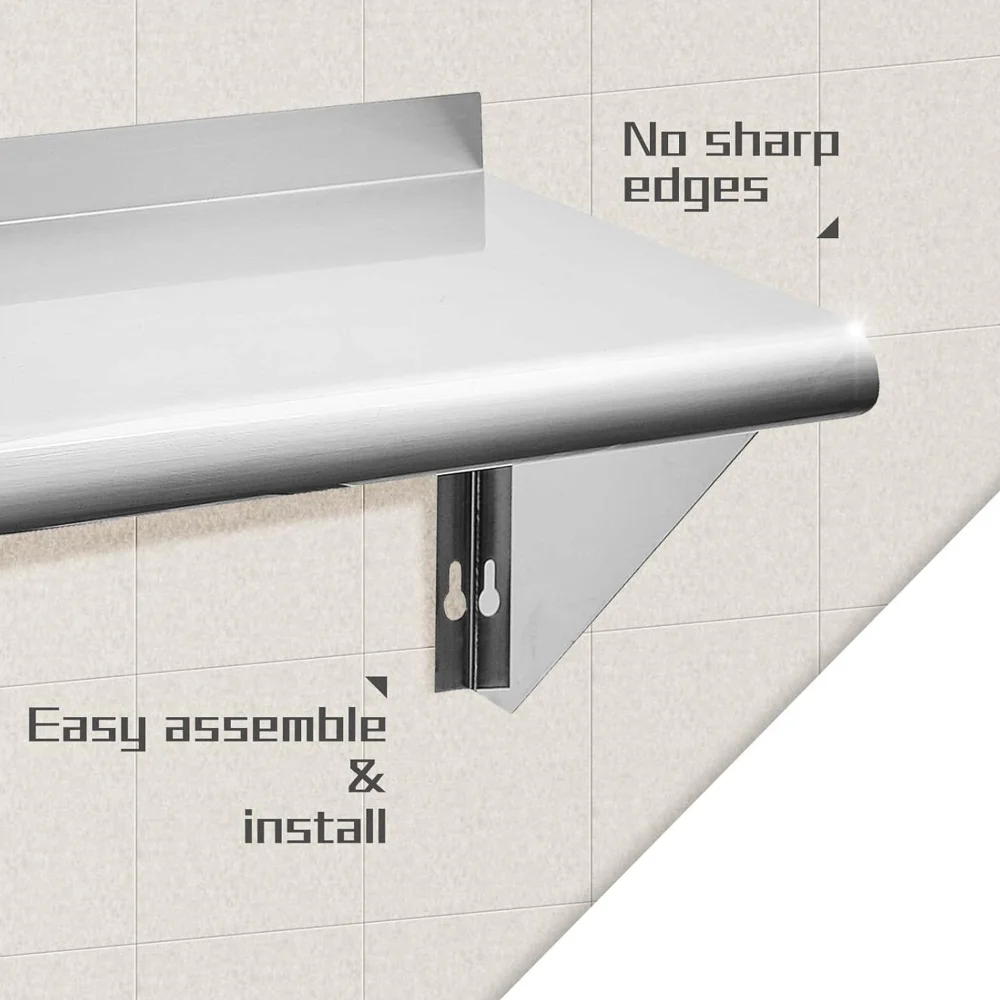 ChefPro Series 12" x 24" Stainless Steel Shelf, Capacity 230 lb, NSF Listed