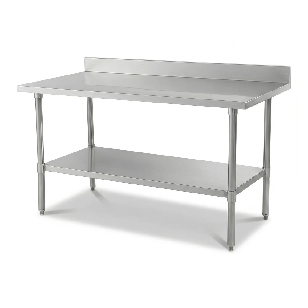 ChefPro Series 30" x 48" Stainless Steel Work Table with Backsplash and Undershelf