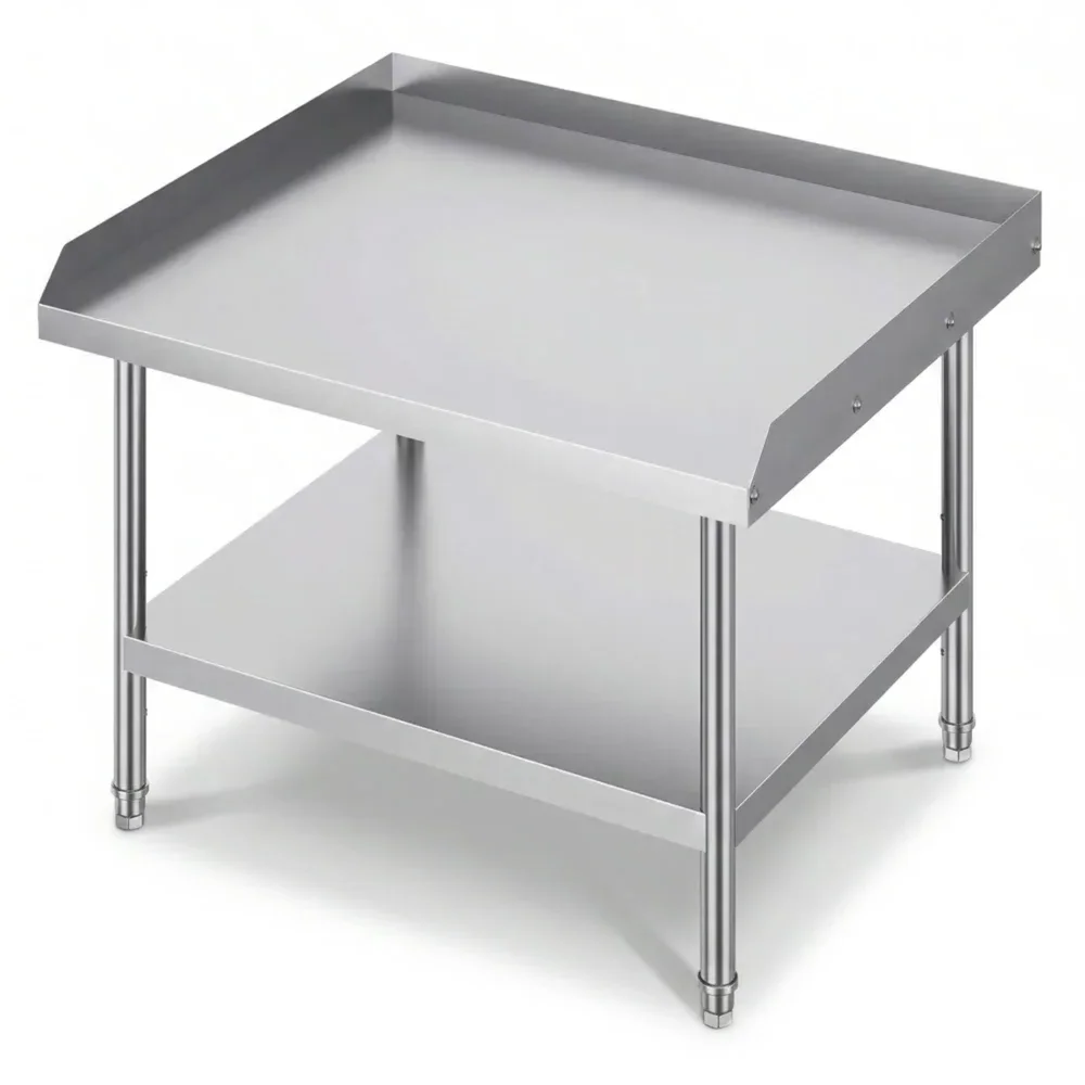 ChefPro Series Stainless Steel Undershelf Work Table with 3 Sided Backsplash, 30" x 36" x 26"