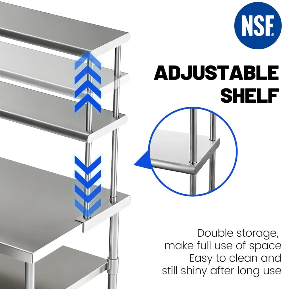 ChefPro Series 12'' x 60'' Stainless Steel Work Table with Undershelf, Capacity 400 lb.