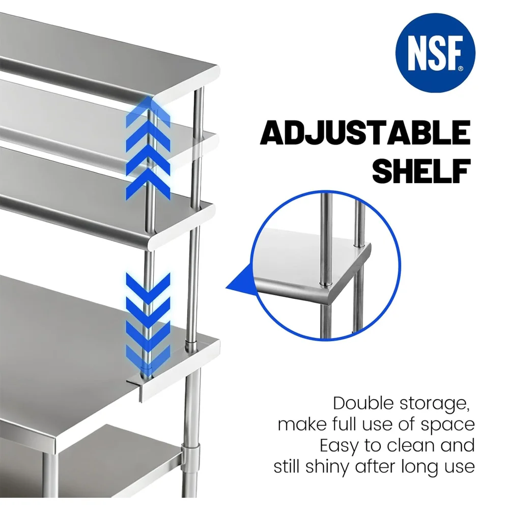 ChefPro Series 12'' x 72'' Stainless Steel Work Table with Undershelf, Capacity 420 lb.