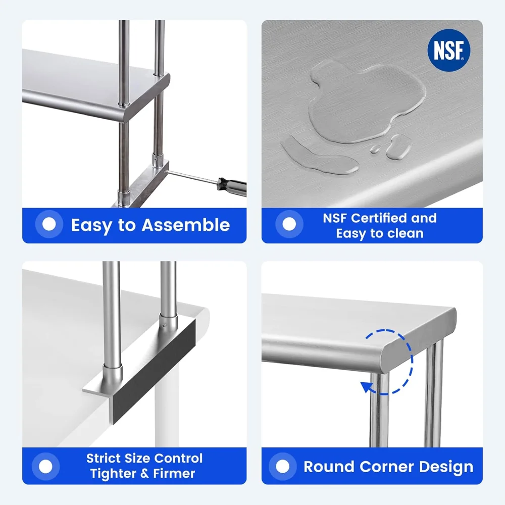 ChefPro Series 12'' x 72'' Stainless Steel Work Table with Undershelf, Capacity 420 lb.