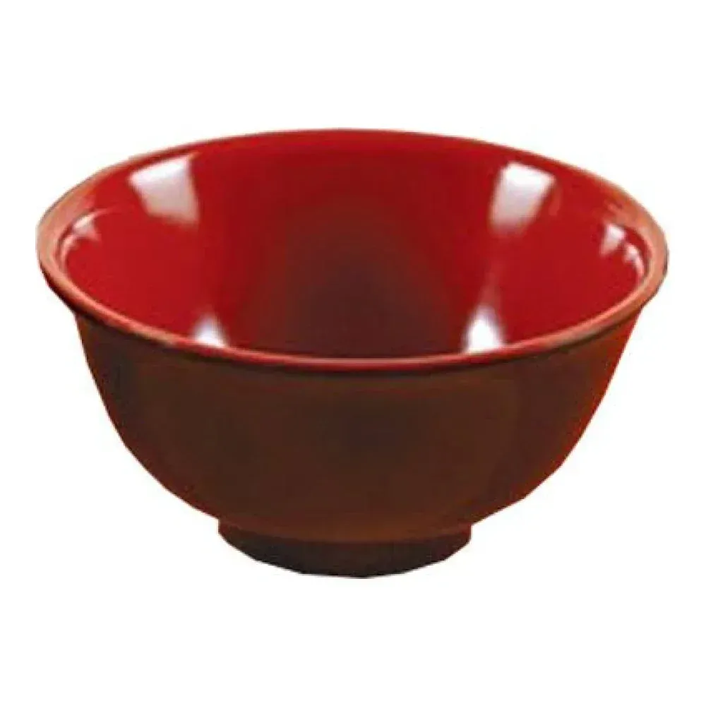 Black-red melamine rice bowl by Yanco China, two-tone, round, sturdy reusable serving bowl for bistros and buffet catering.