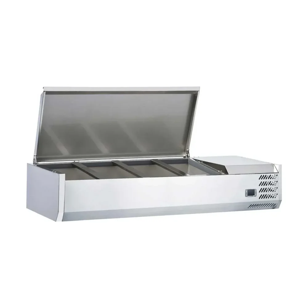Coldline 48" Refrigerated Countertop Salad Bar, 4 Pans Capacity, Stainless Steel Topping Rail, 1 Year Warranty