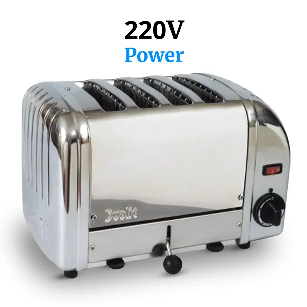 Cadco four-slice standard toaster with aluminum end panels for commercial kitchens, featuring high-speed slots and easy-clean durability.