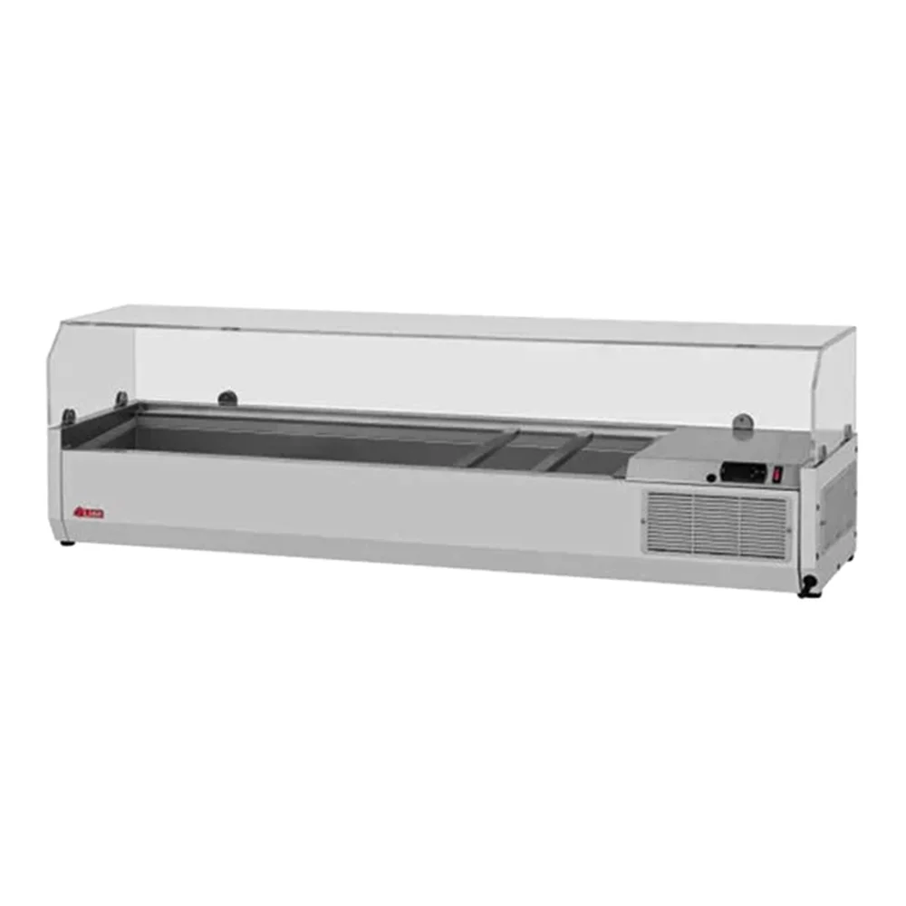 Turbo Air CTST-1500G-13-N 59" Refrigerated Countertop Salad Prep Table with Clear Hood, E-Line, 115V, Stainless Steel