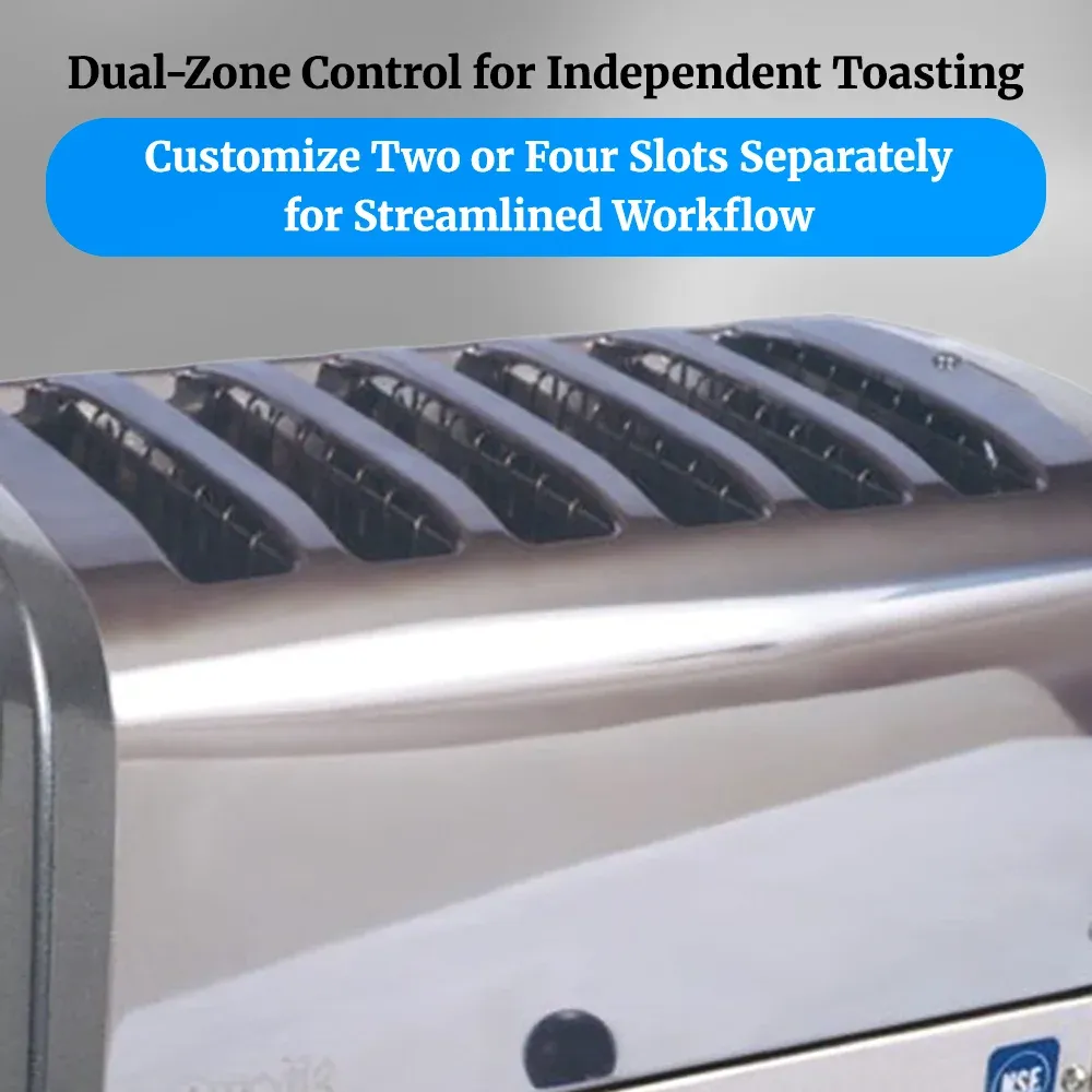 Cadco six-slice standard toaster, commercial kitchen compact stainless steel, high-speed slots, adjustable, catering durable easy-clean.