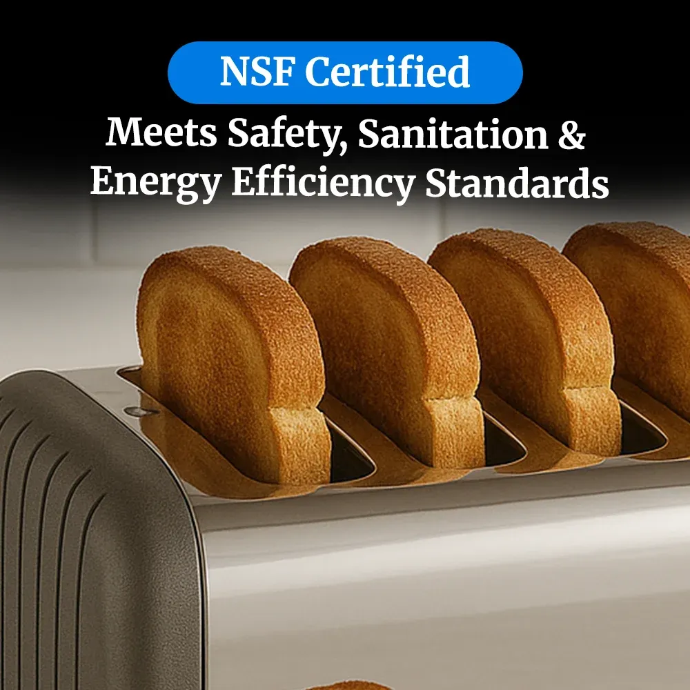 Cadco six-slice standard toaster, commercial kitchen compact stainless steel, high-speed slots, adjustable, catering durable easy-clean.