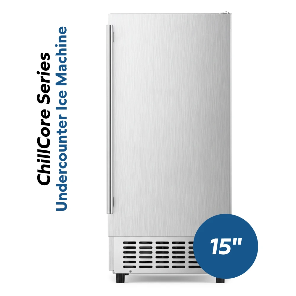ChillCore Series 15" Undercounter Air Cooled Ice Maker With 30 lb Bin, 80 lb/day, 1 Year Warranty