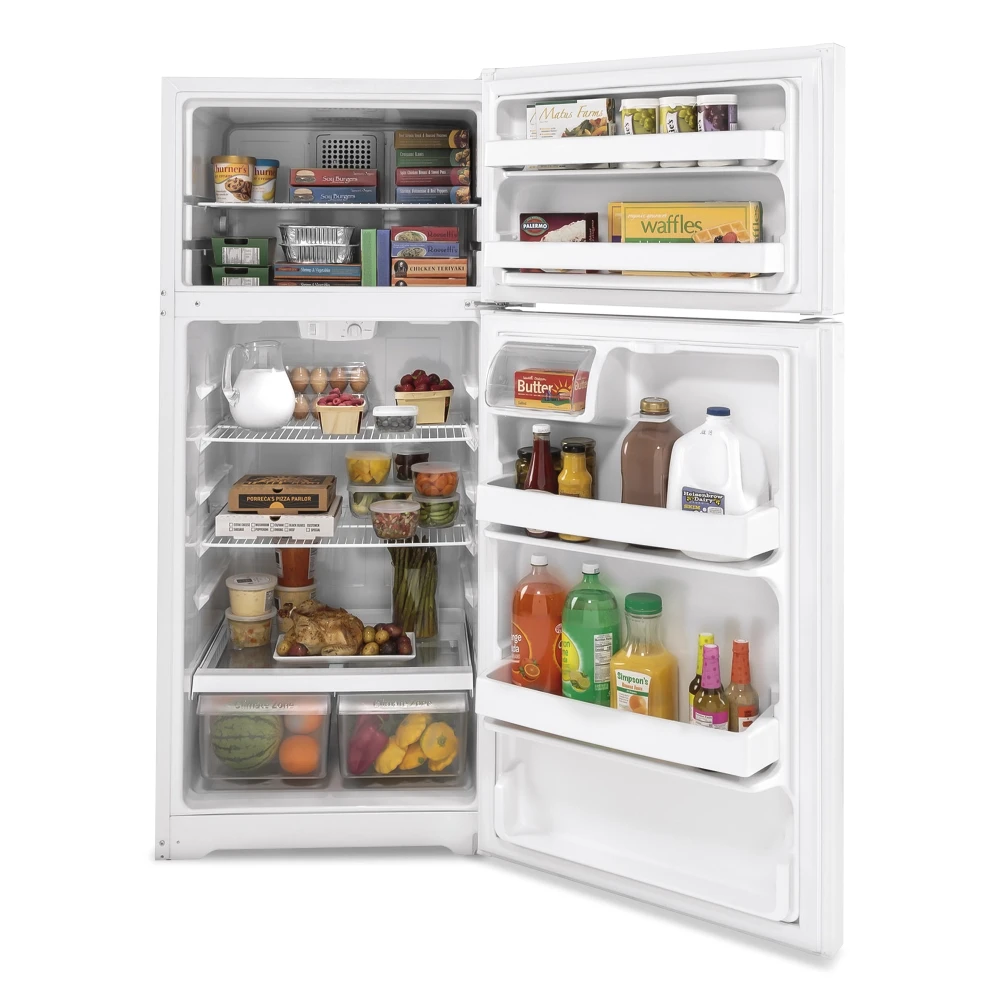 GE GTE17DTNRWW 28" Top Freezer Refrigerator, 16.6 Cu. Ft., White