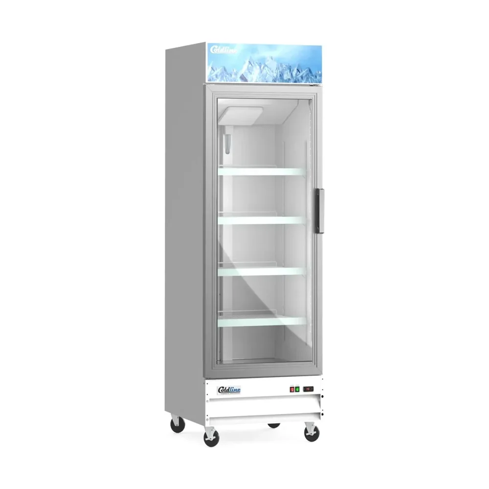 Coldline 27" Reach-In Merchandiser Freezer, White, 1 Glass Swing Door, 1 Year Warranty