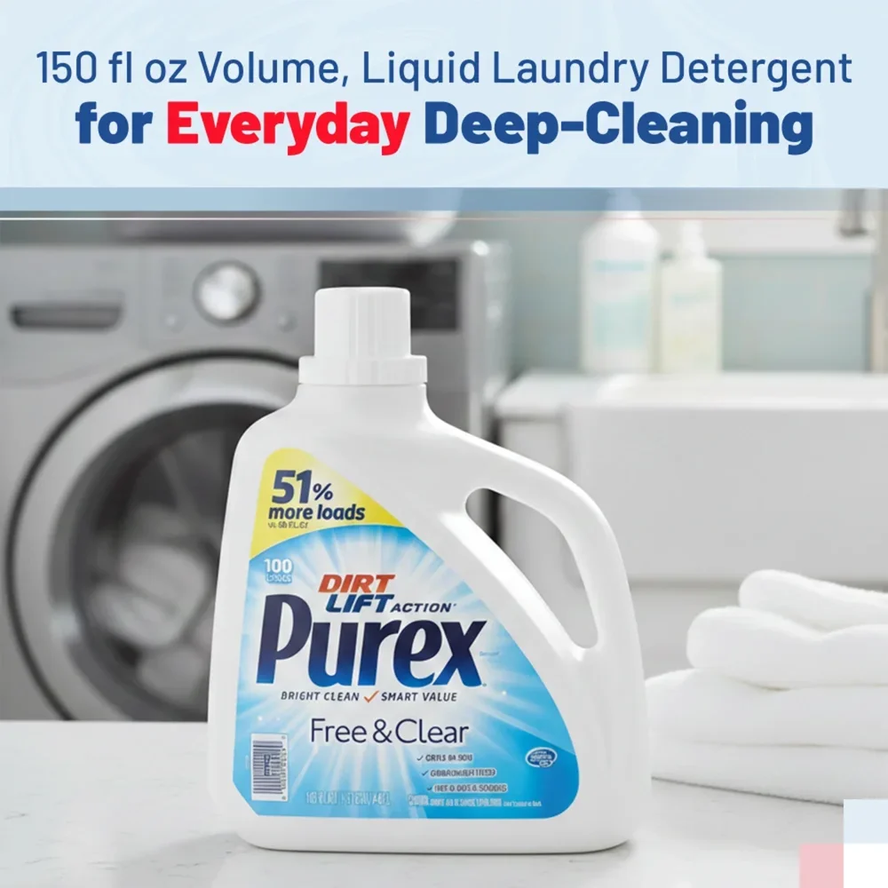 Dial 05020 150 oz Purex Liquid Detergent, Free & Clear, 4/Case