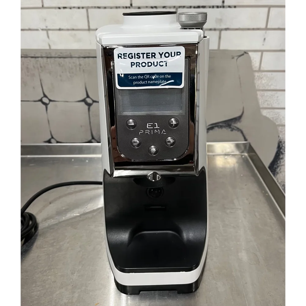 Used Nuova Simonelli Atom E1 Prima Coffee Grinder - 110V, 65 mm Burr Size, White