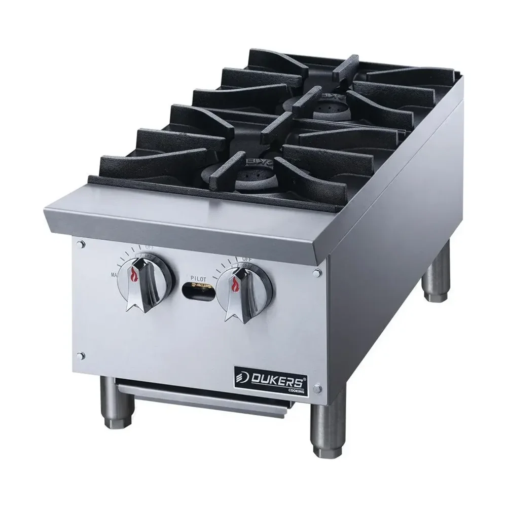 Dukers Countertop Gas Range, Stainless Steel/Silver, 1-Year Warranty