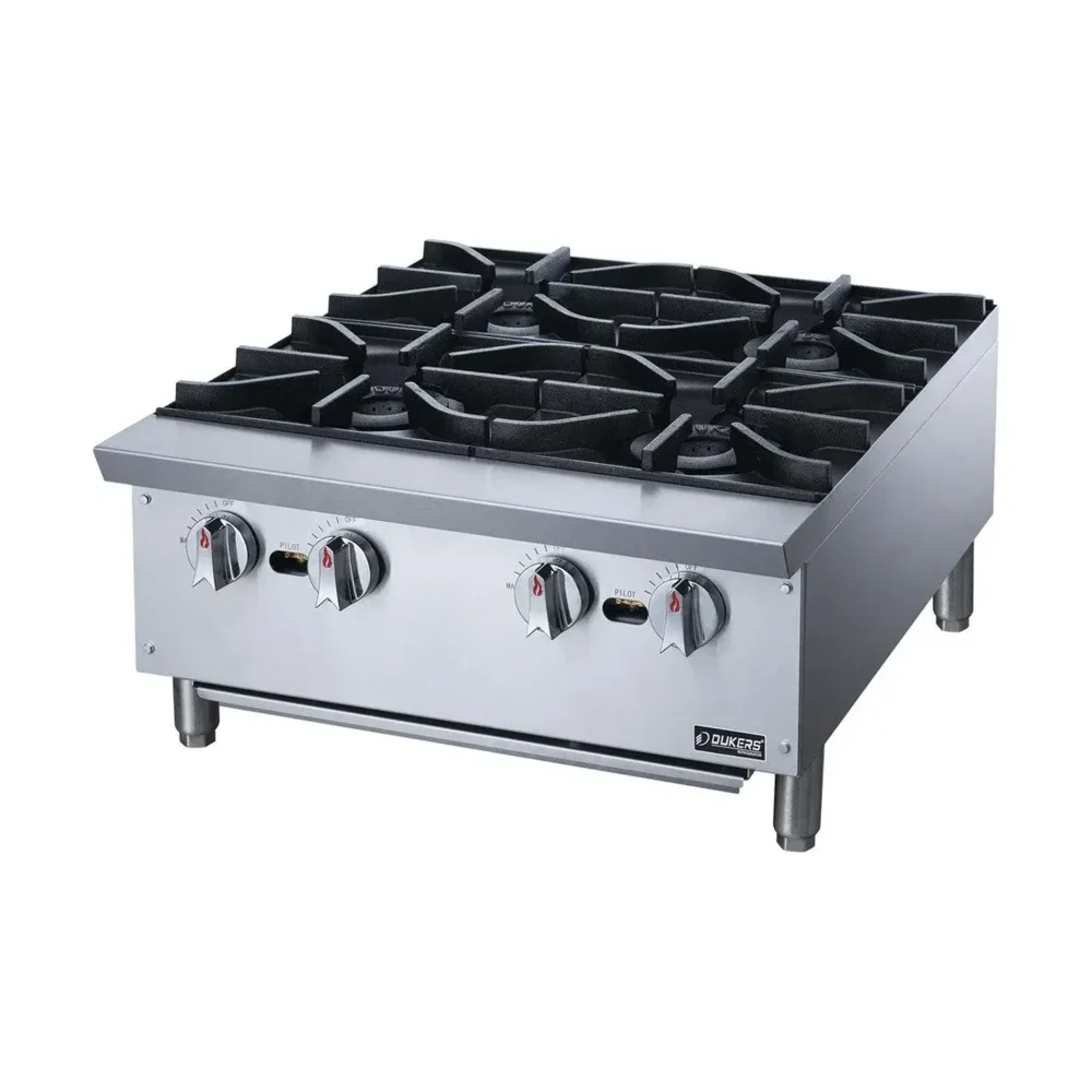 Dukers Countertop Gas Range, Stainless Steel/Silver, 1-Year Warranty