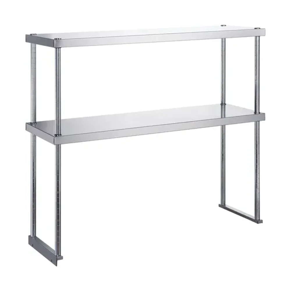 Dukers 73 3/4" Double Overshelf Tabletop Shelving, Stainless Steel, 20 Gauge, ETL Sanitation Listed