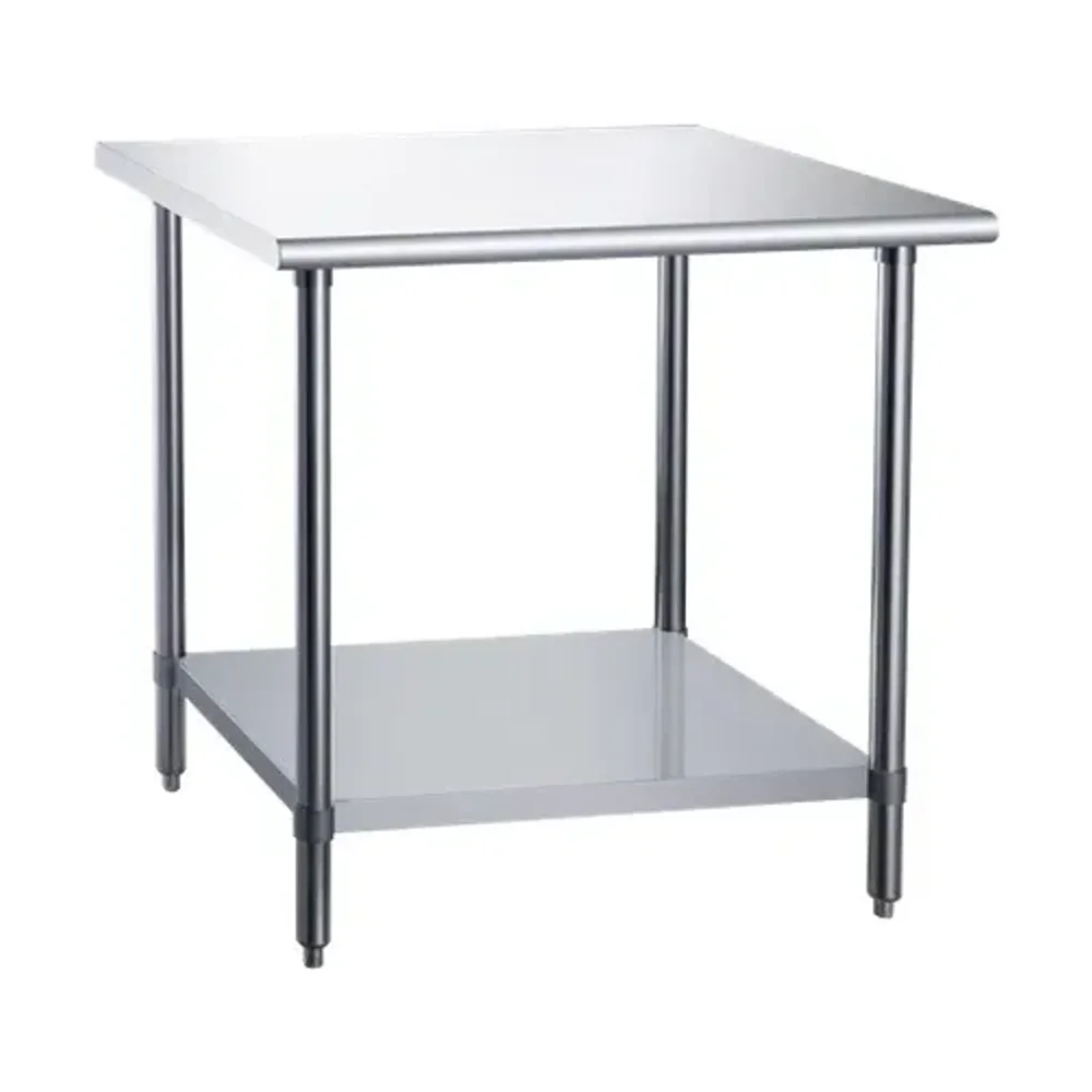 Dukers 36" Stainless Steel Work Table with Undershelf, 4 Legs, Silver, 18 Gauge