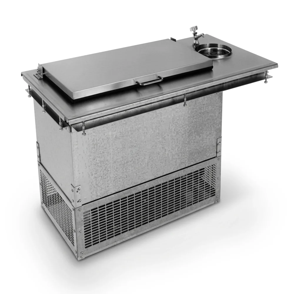 Glastender DI-FR36-DW-FL 34" Drop-In Ice Cream Dipping Cabinet with Dipper Well, 6 Gallon, Flip Lid