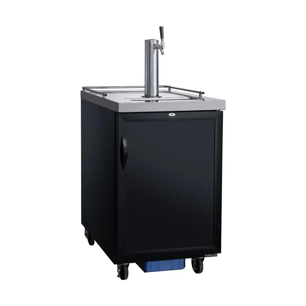 Dukers 23 1/2" Kegerator Beer Dispenser, 1-Door Solid, Black Painted Steel, 115V, 2-Year Warranty